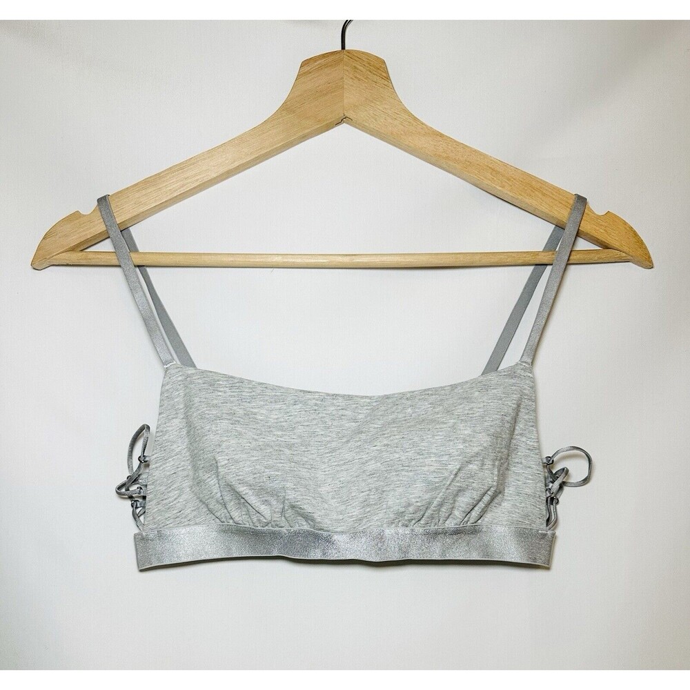 AERIE Gray Square Neck Unlined Strappy Side Bralette SIZE SMALL NWT